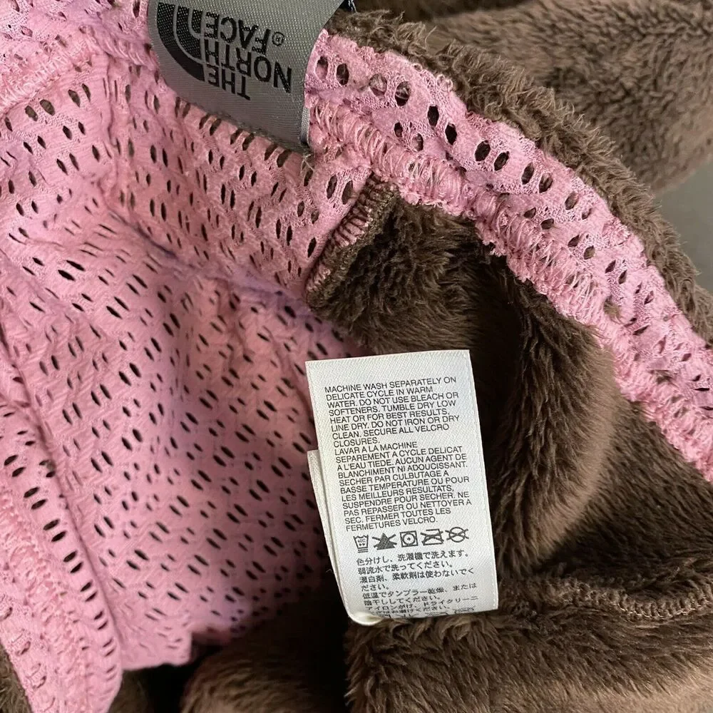 The North Face Osito Pullover Jacket Womens Brown Pink Fuzzy Fleece 1/4 Zip